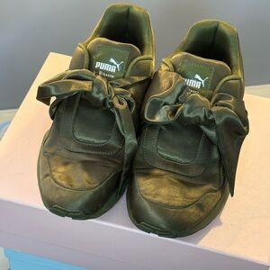 Puma by Rihanna Satin Bow Olive Green Sneakers